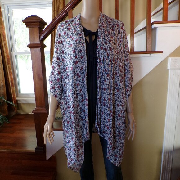 LOFT Floral Kimono Ladies’ Cover Up Multi-Color Floral Design. ONE SIZE - Picture 1 of 6